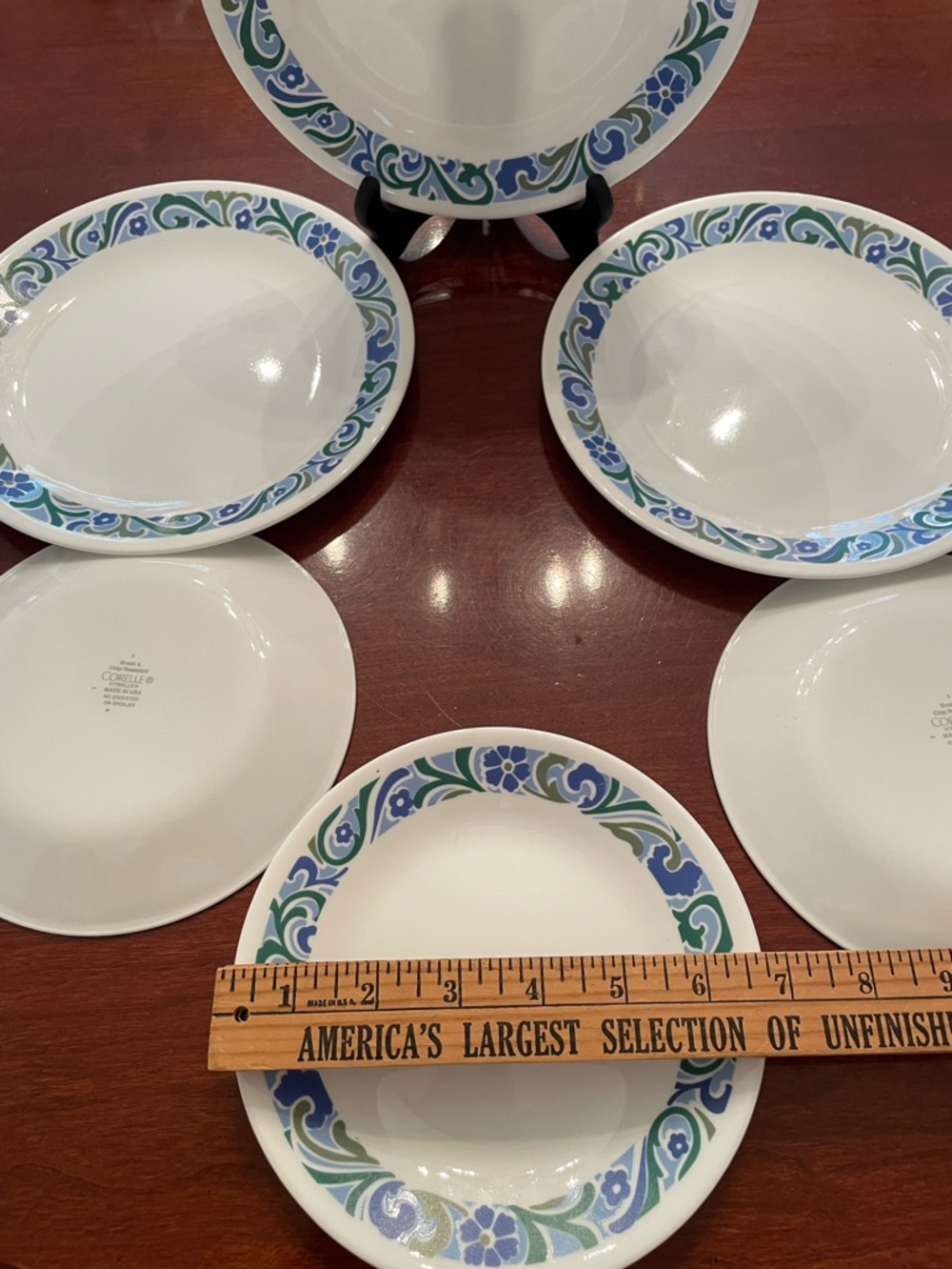Corelle 6 pc Serenity Blue,3 - luncheon & 3 B& B plates, excellent condition - Picture 4 of 5